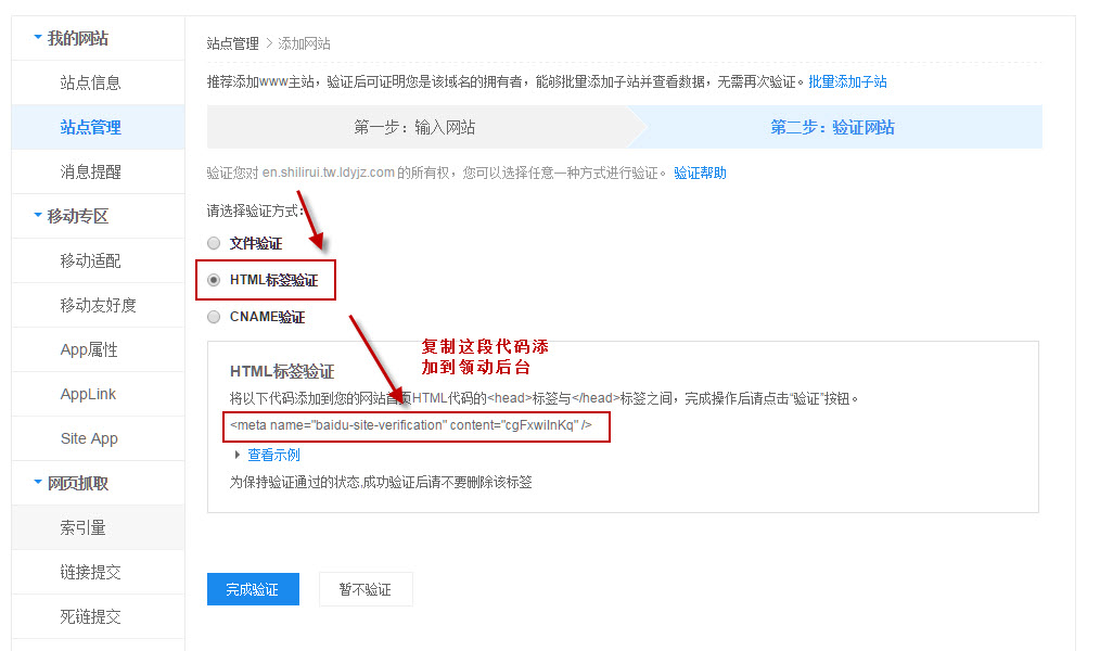 複製代碼到領動後台