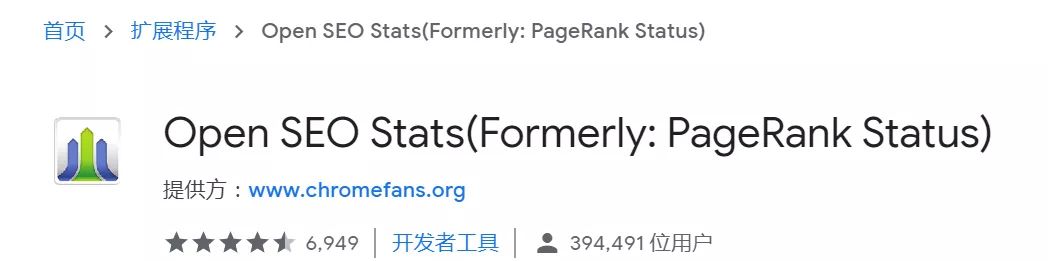 Open SEO Stats擴展程序顯示當前網頁的排名和 SEO 統計數據，主要包括外鏈、索引數、緩存等。